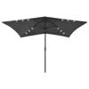 Vidaxl Parasol With Leds And Steel Pole Anthracite 6.6'x9.8'