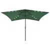 Vidaxl Parasol With Leds And Steel Pole Green 6.6'x9.8'