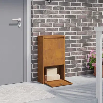 Vidaxl Parcel Drop Box Rusty 17.32 X 8.66 X 32.28 In Weathering Steel