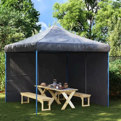Vidaxl Party Tent Sidewall 2 Pcs With Zipper Pe Anthracite, 45118 In Blue