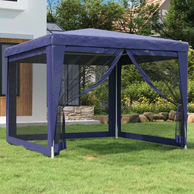 Vidaxl Party Tent With 4 Mesh Sidewalls Blue 9.8'x9.8' Hdpe