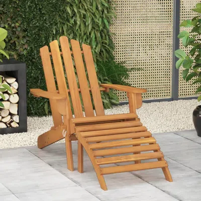 Vidaxl Patio Adirondack Chair With Footrest Solid Wood Acacia In Brown