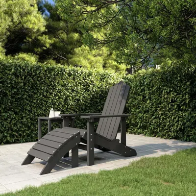 Vidaxl Patio Adirondack Chair With Footstool Hdpe Anthracite In Gray