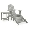 Vidaxl Patio Adirondack Chair With Ottoman & Table Solid Fir Wood Gray