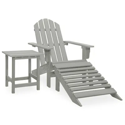 Vidaxl Patio Adirondack Chair With Ottoman & Table Solid Fir Wood Gray