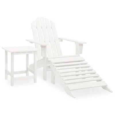 Vidaxl Patio Adirondack Chair With Ottoman & Table Solid Fir Wood White