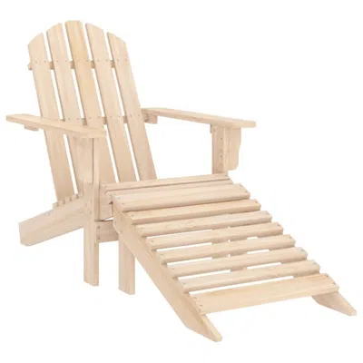 Vidaxl Patio Adirondack Chair With Ottoman Solid Fir Wood In Neutral