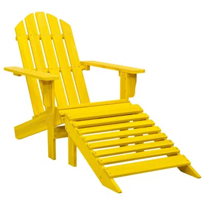 Vidaxl Patio Adirondack Chair With Ottoman Solid Fir Wood Yellow