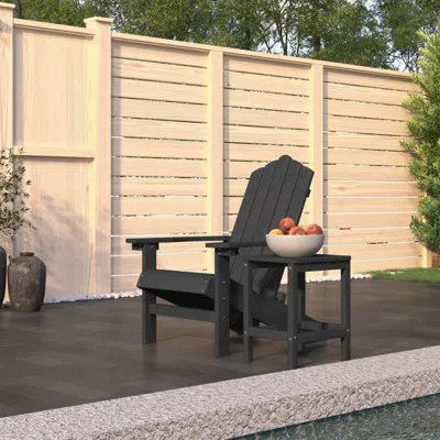 Vidaxl Patio Adirondack Chair With Table Hdpe Anthracite In Black