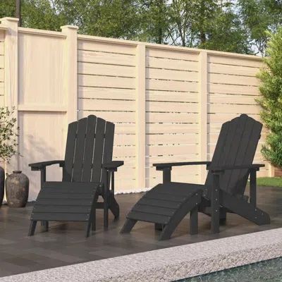 Vidaxl Patio Adirondack Chairs 2 Pcs With Footstools Hdpe Anthracite In Gray
