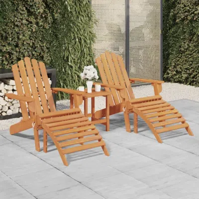 Vidaxl Patio Adirondack Chairs With Footrests 2 Pcs Solid Wood Acacia In Neutral
