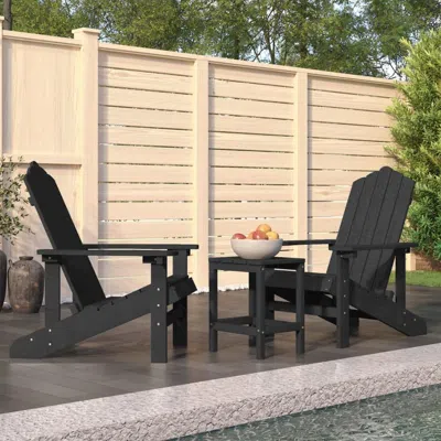Vidaxl Patio Adirondack Chairs With Table Hdpe Anthracite In Black