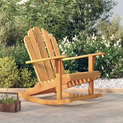 Vidaxl Patio Adirondack Rocking Chair 31.1"x39.4"x40.6" Solid Wood Teak In Brown