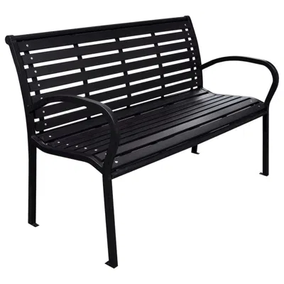 Vidaxl Patio Bench Black 45.7" Steel And Wpc