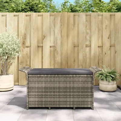 Vidaxl Patio Bench With Cushion Gray 45.7"x18.1"x22.4" Poly Rattan