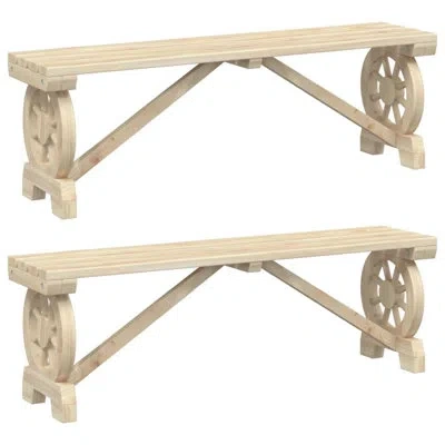 Vidaxl Patio Benches 2 Pcs Solid Wood Fir In Brown