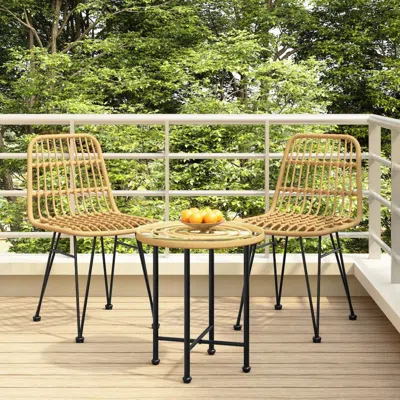 Vidaxl Patio Chairs 2 Pcs 18.9"x24.4"x33.1" Pe Rattan In Neutral