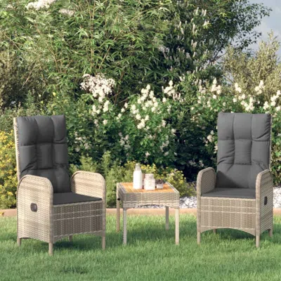 Vidaxl Patio Chairs 2 Pcs Poly Rattan Gray