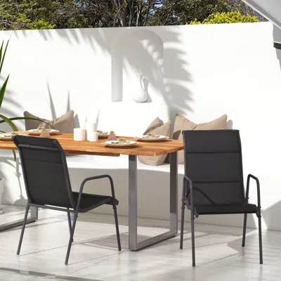 Vidaxl Patio Chairs 2 Pcs Steel And Textilene Black In Multi