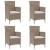 Vidaxl Patio Chairs With Cushions 4 Pcs Poly Rattan Beige