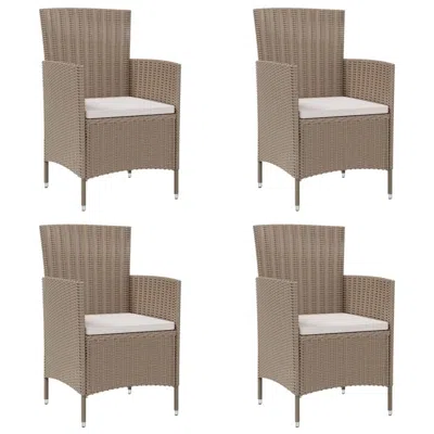 Vidaxl Patio Chairs With Cushions 4 Pcs Poly Rattan Beige In Neutral