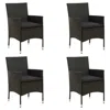Vidaxl Patio Chairs With Cushions 4 Pcs Poly Rattan Black