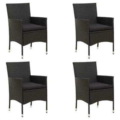 Vidaxl Patio Chairs With Cushions 4 Pcs Poly Rattan Black In Brown