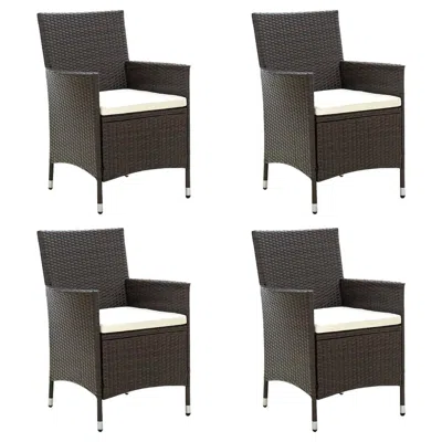 Vidaxl Patio Chairs With Cushions 4 Pcs Poly Rattan Brown