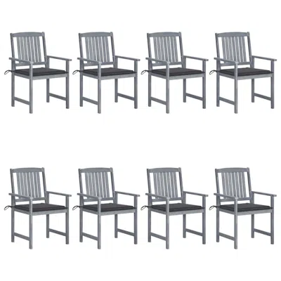 Vidaxl Patio Chairs With Cushions 8 Pcs Solid Acacia Wood Gray