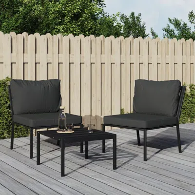 Vidaxl Patio Chairs With Gray Cushions 2 Pcs 23.6"x29.1"x31.1" Steel