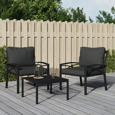 Vidaxl Patio Chairs With Gray Cushions 2 Pcs 26.8"x29.9"x31.1" Steel In Black