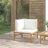 Vidaxl Patio Corner Sofa With Cream White Cushions Bamboo