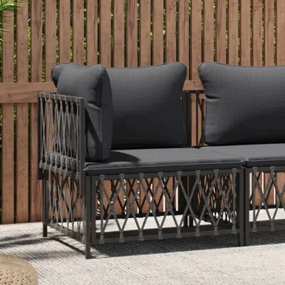 Vidaxl Patio Corner Sofa With Cushions Anthracite Woven Fabric In Black
