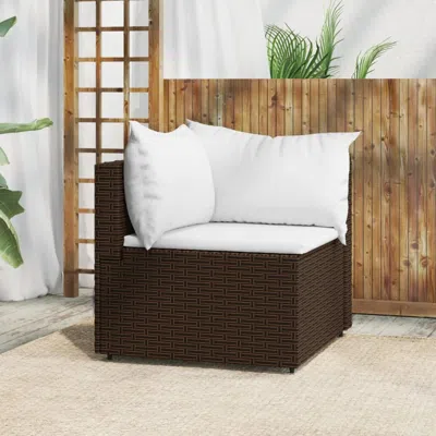 Vidaxl Patio Corner Sofa With Cushions Brown Poly Rattan In White