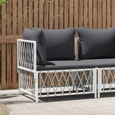 Vidaxl Patio Corner Sofa With Cushions White Woven Fabric