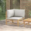 Vidaxl Patio Corner Sofa With Light Gray Cushions Bamboo