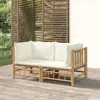 Shop Vidaxl Patio Corner Sofas With Cream White Cushions 2 Pcs Bamboo