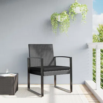 Vidaxl Patio Dining Chairs 2 Pcs Dark Gray Pp Rattan In Black