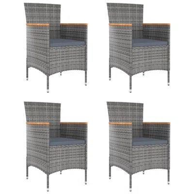 Vidaxl Patio Dining Chairs 4 Pcs Poly Rattan Gray