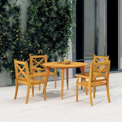 Vidaxl Patio Dining Chairs 4 Pcs Solid Wood Acacia In Neutral
