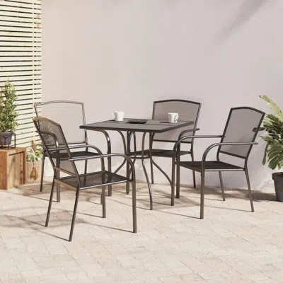 Vidaxl Patio Dining Set Outdoor Table And Chair Furniture Anthracite Steel