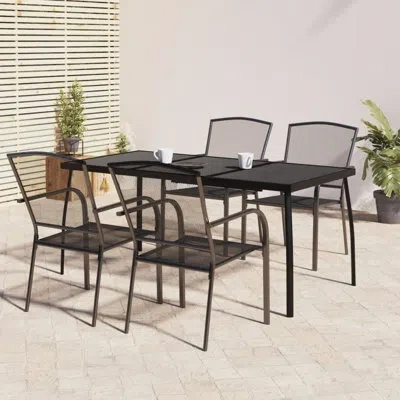 Vidaxl Patio Dining Set Outdoor Table And Chair Furniture Anthracite Steel
