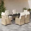 Vidaxl Patio Dining Set With Cushions Poly Rattan, Rectangular Table In Cream,black
