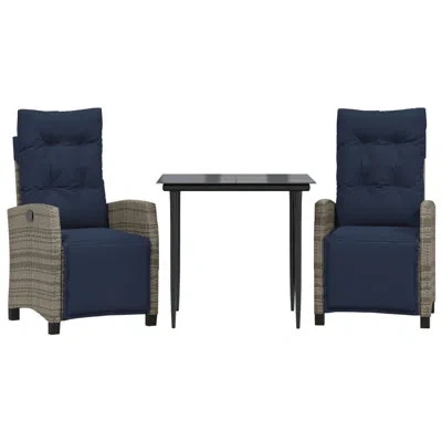 Vidaxl Patio Dining Set With Cushions Poly Rattan, Square Table In Brown,navy