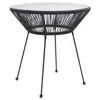 Vidaxl Patio Dining Table Black Ã˜27.6"x29.1" Rattan And Glass
