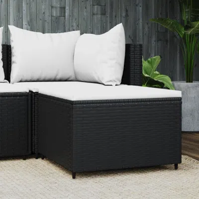 Vidaxl Patio Footrest With Cushion Black Poly Rattan