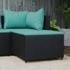 Vidaxl Patio Footrest With Cushion Black Poly Rattan