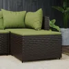 Vidaxl Patio Footrest With Cushion Brown Poly Rattan