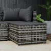 Vidaxl Patio Footrest With Cushion Gray Poly Rattan