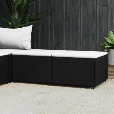 Vidaxl Patio Footrests With Cushions 2 Pcs Black Poly Rattan